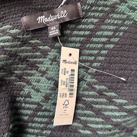 NWT Madewell Flannel Boxy Shirt-Jacket in Green Plaid Sz XS - Picture 9 of 11